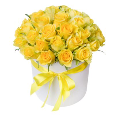 Цветы в коробке «Желтые Розы»